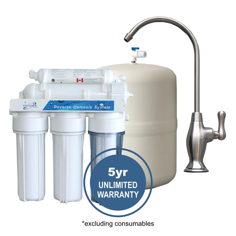 RO 5 Stage 75 GPD Plus - pressure reducing valve + leak detection - EWR 5075CP